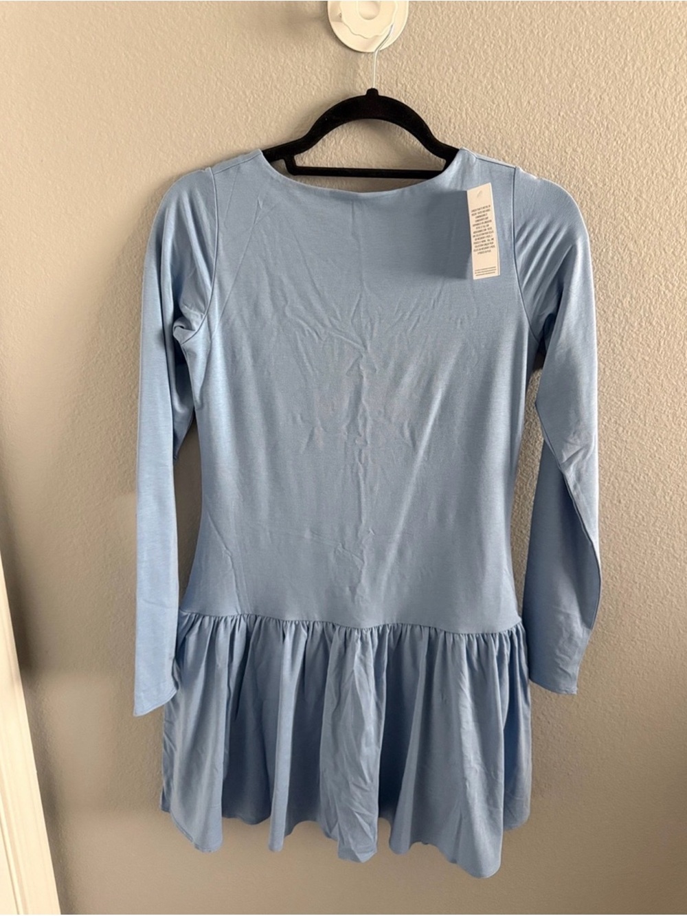 Abercrombie & Fitch Light Blue Long Sleeve Ruffle Hem Dress